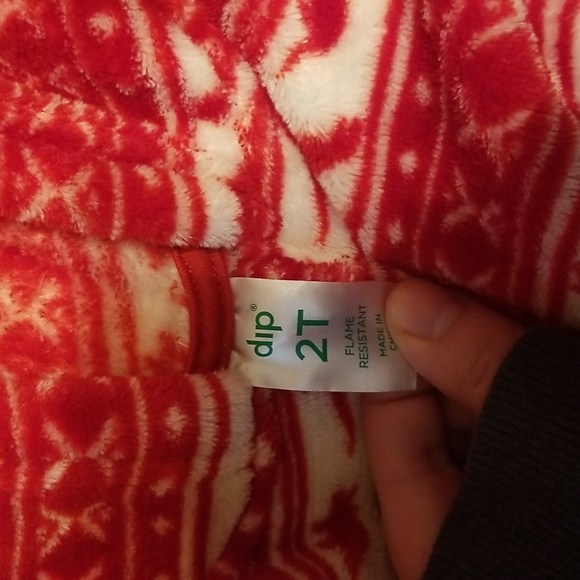 Dip Toddler Red and White Fleece Zip up Bodysuit - Picture 2 of 4